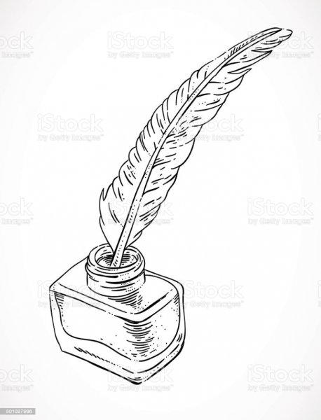 Баночка чернил и перо