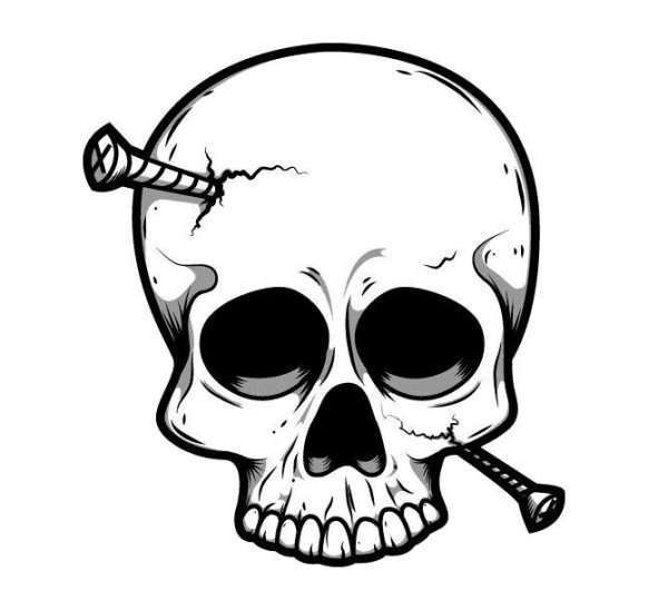 Тату череп маркером