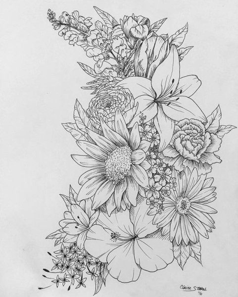 Цветочная композиция набросок