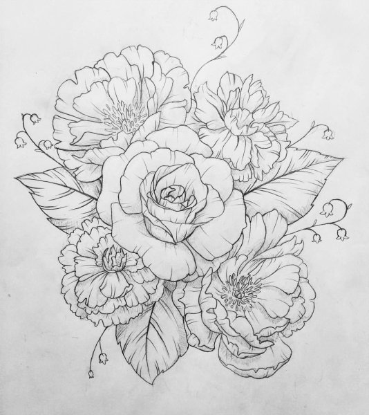Эскизы рисунков цветов