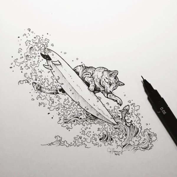 Скетчи гелевой ручкой