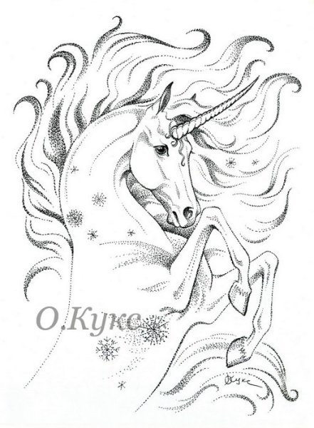 Единорог черной ручкой