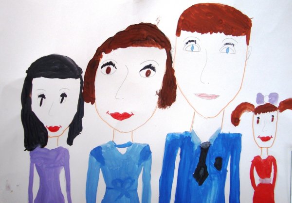 Трафарет семья с ребенком