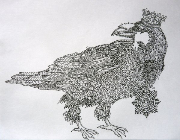 Графика птицы гелевой ручкой