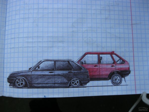 Машина на клеточном листе