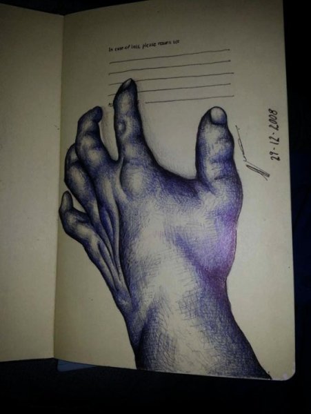 Рисунки на руке ручкой