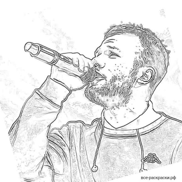 Макс Корж рисунок черно белый