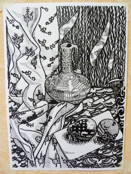 Стилизованный натюрморт тушью