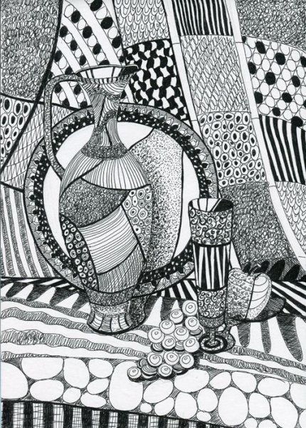 Натюрморт техника Зентангл