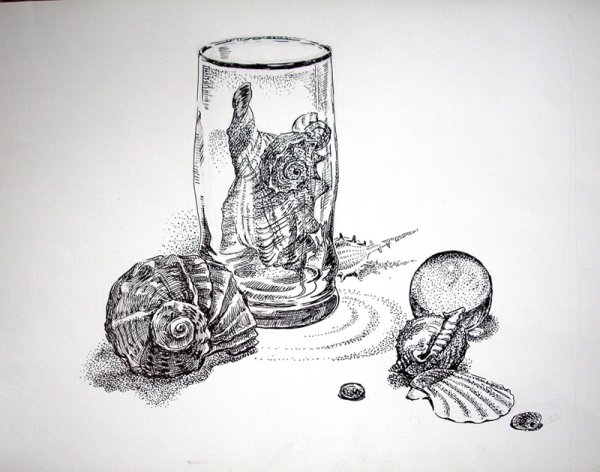 Новогодний натюрморт в графике