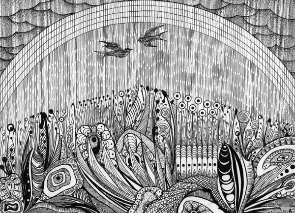 Стилизованный графический пейзаж