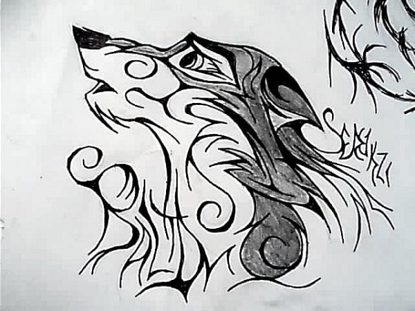 Тату ручкой волк