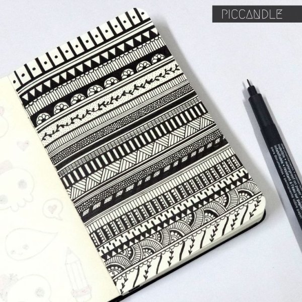 Узоры для скетчбука черной ручкой