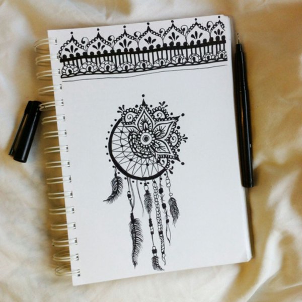 Скетчбук гелевой ручкой