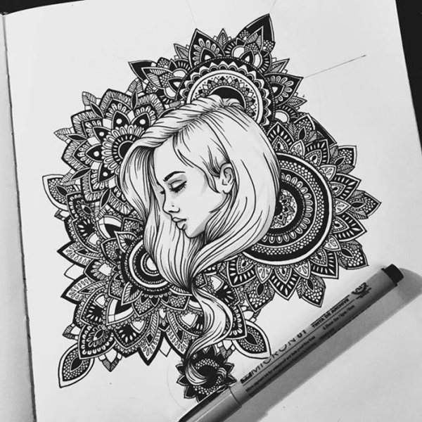 Рисунки чёрной ручкой