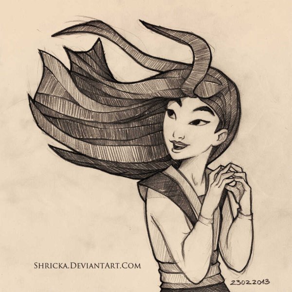 Скетч принцессы Диснея Мулан
