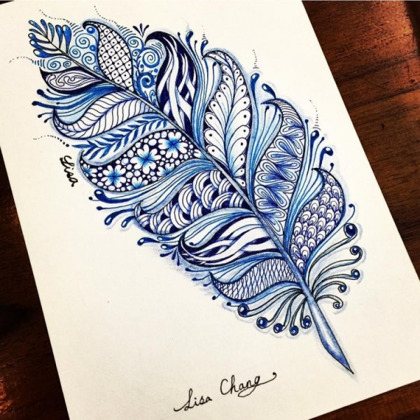 Перо павлина Зентангл