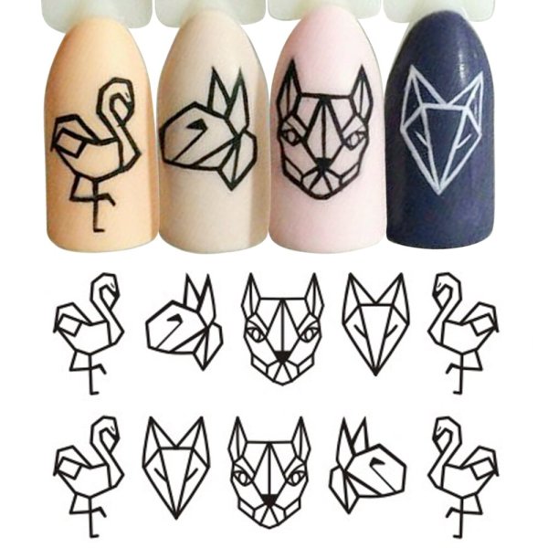 Наклейки на ногти черно белые