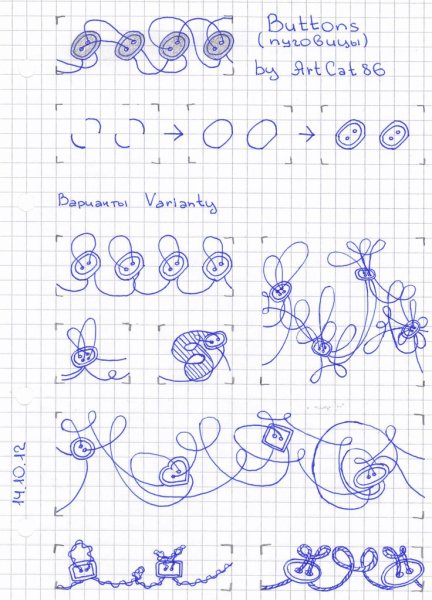 Растительные танглы пошагово