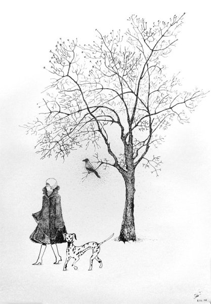 Зимнее дерево в графике