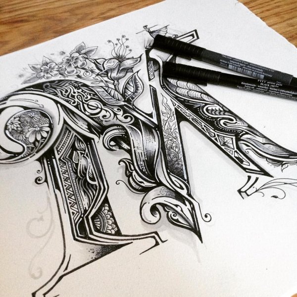 Буквы гелевой ручкой