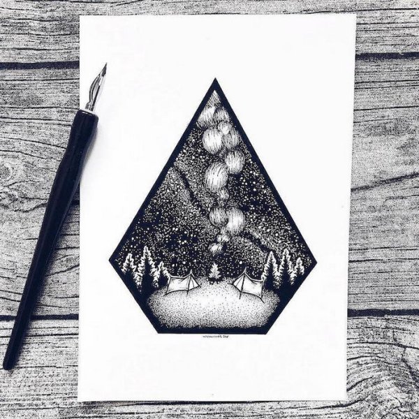 Космос гелевой ручкой легко