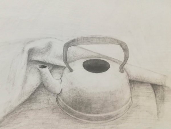 Натюрморт с чайником карандашом
