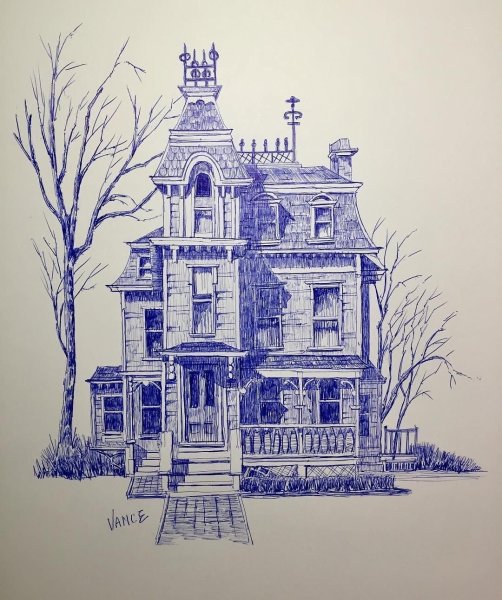 Зарисовки архитектуры ручкой