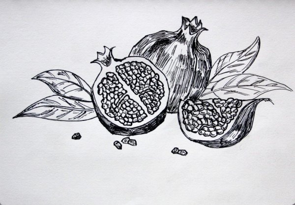 Фрукты гелевой ручкой