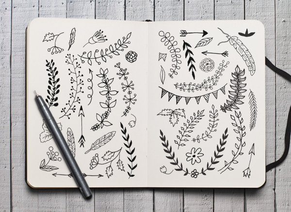 Простые узоры в скетчбуке