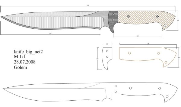 Складной нож чертеж Боуи