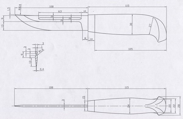 Финский нож пуукко чертеж