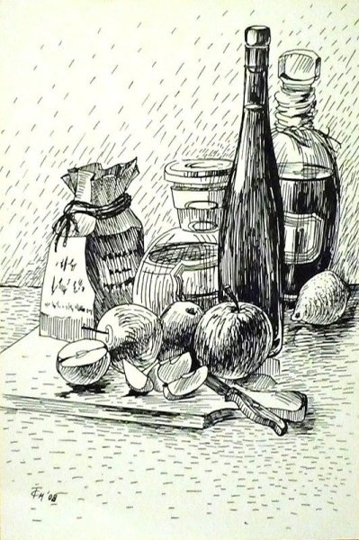 Натюрморт тушью и пером