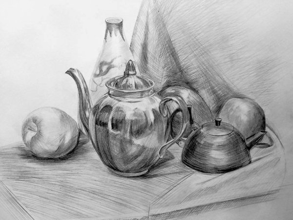 Натюрморт карандашом металлических