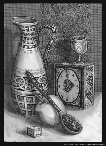 Натюрморт гелевой ручкой