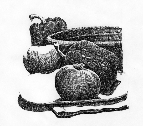 Натюрморт на тонированной бумаге