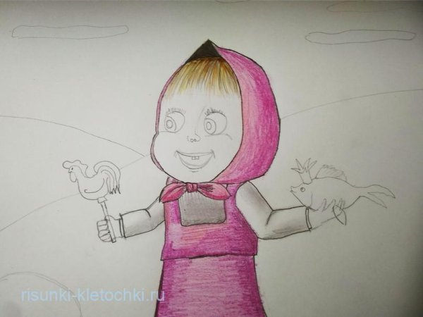 Маша и медведь поэтапное рисование