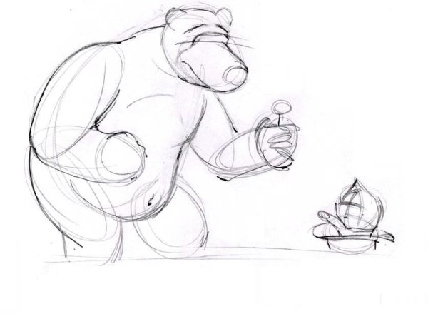 Маша и медведь рисунок карандашом