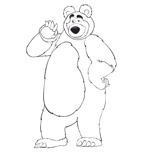 Раскраска мишка из мультика Маша и медведь