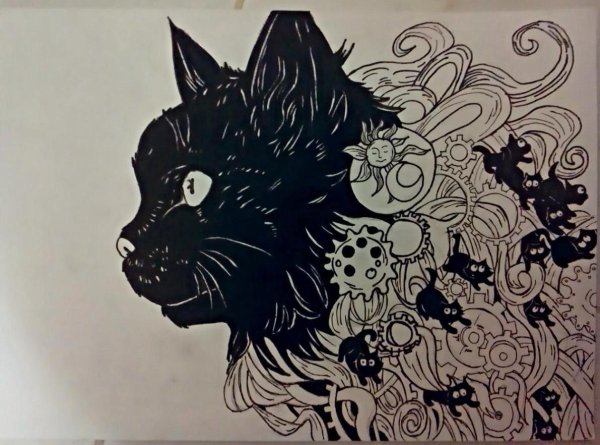 Стилизованный черный кот