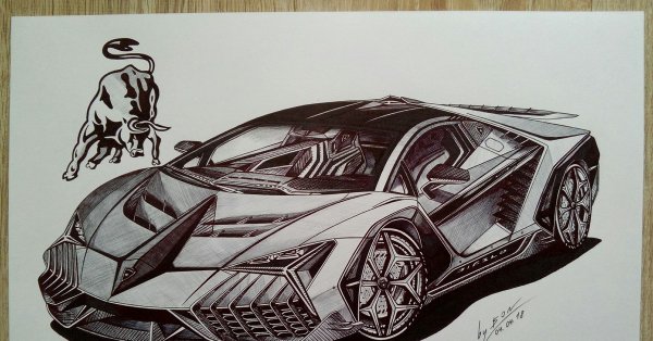 Рисунок автомобиля ручкой