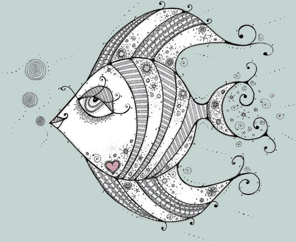 Зентангл и дудлинг рыбы