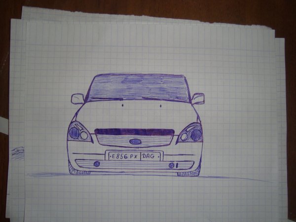 Автомобиль нарисованный ручкой