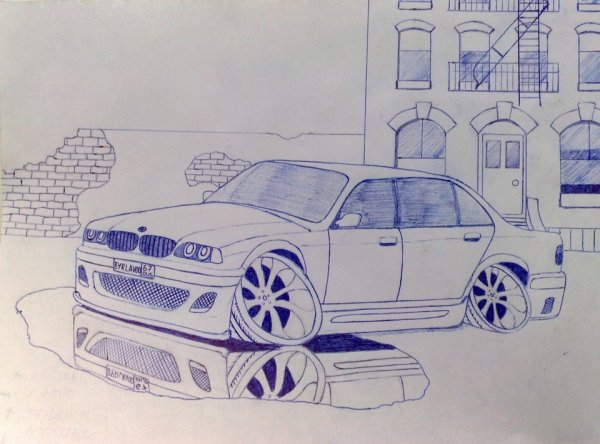 Машины зарисовка ручкой