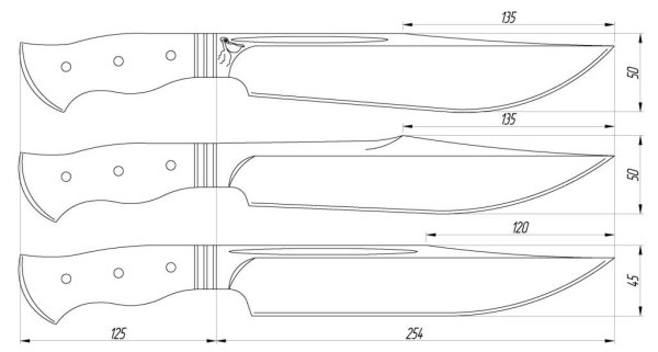 Охотничьи ножи Боуи чертеж