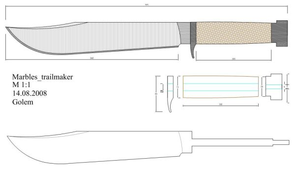 Нож крокодила Данди чертёж