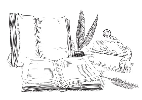 Раскрытая книга и тетрадь