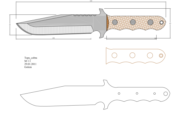 Gerber нож чертёж