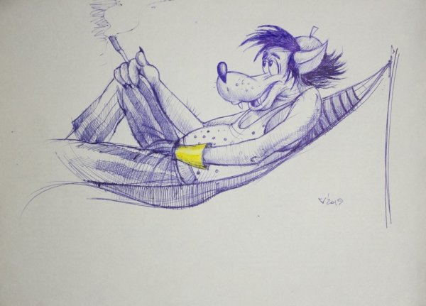 Рисунок ручкой мультяшка