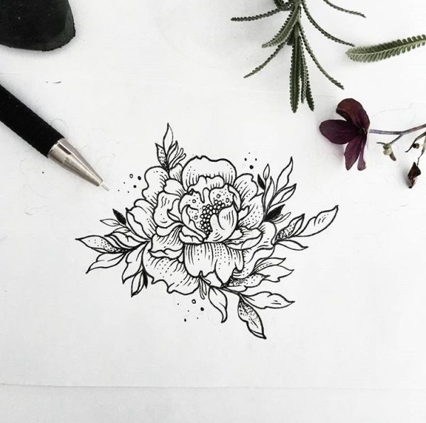 Роза гелевой ручкой